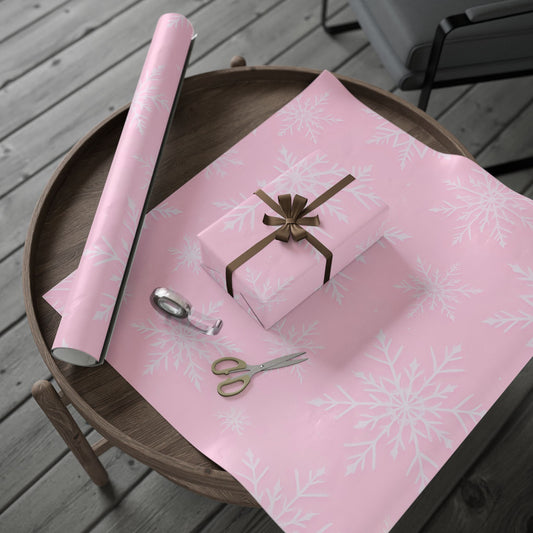 Pink Snowflake Wrapping Paper – Festive & Elegant Holiday Gift Wrap