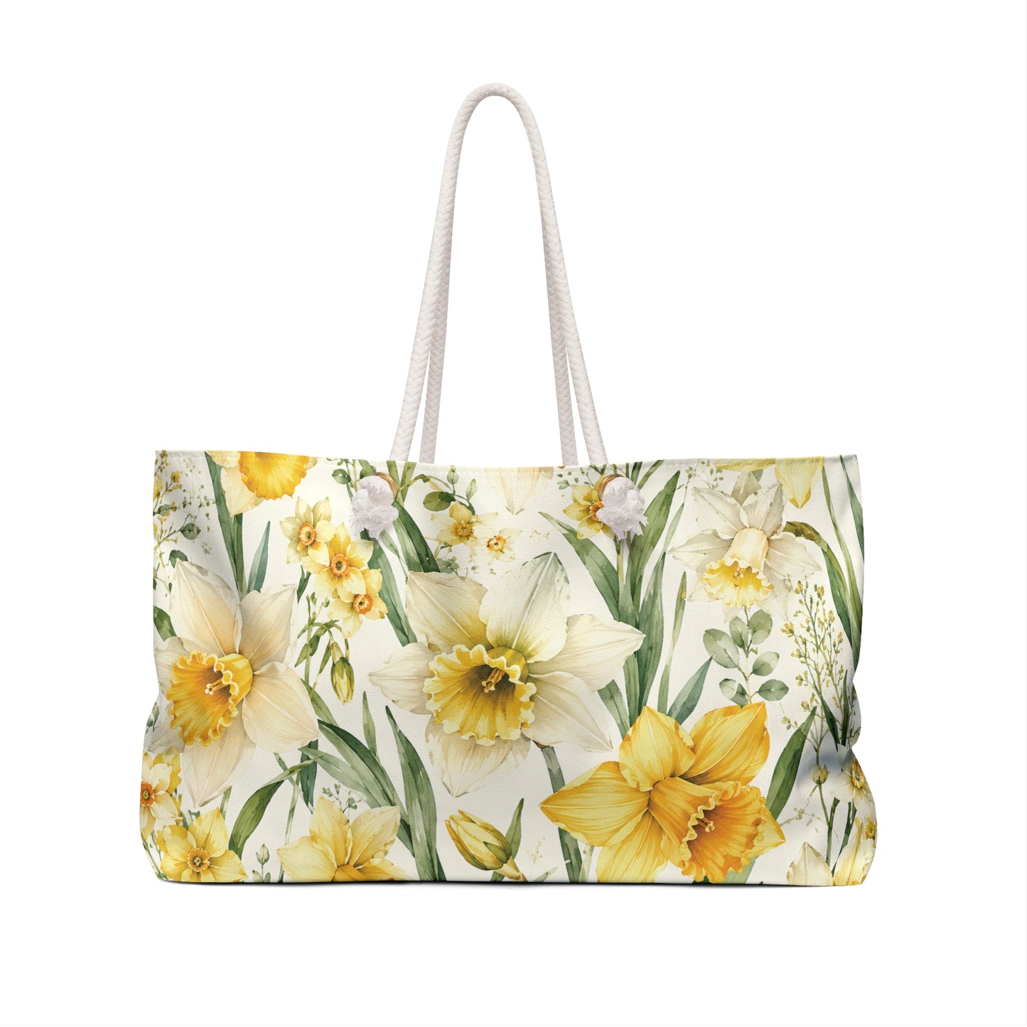 Daffodil Floral Weekender Bag — Yellow Spring Flower Travel Tote