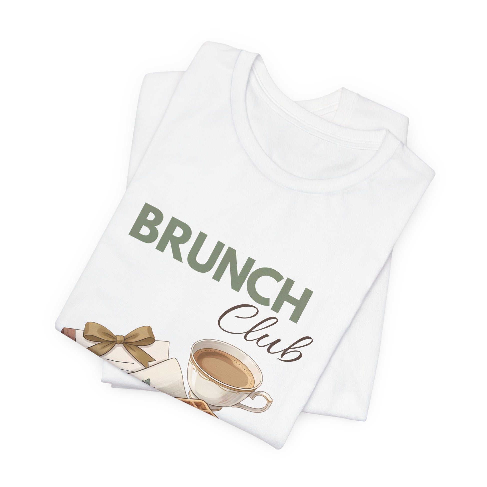 A folded t-shirt with 'BRUNCH Club' on the front.