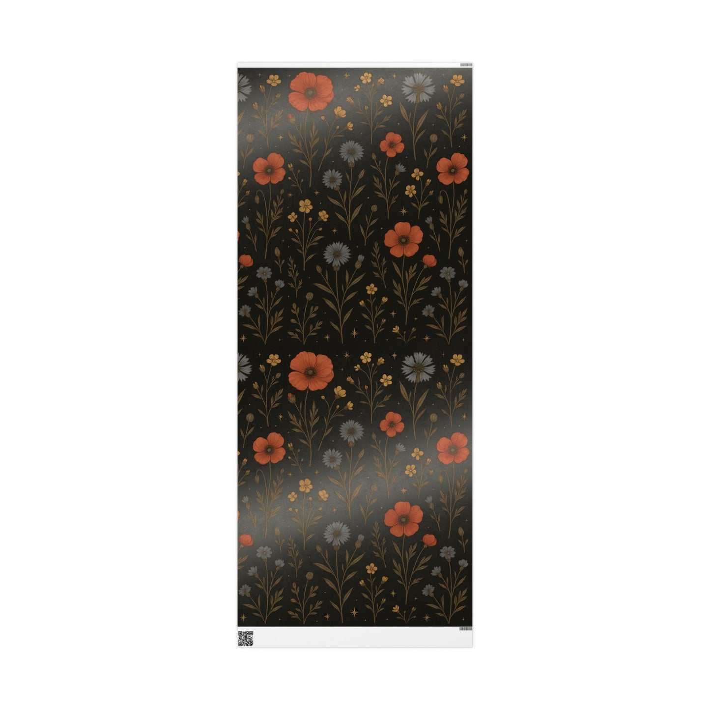 Moody Wildflower Wrapping Paper – Vintage Floral on Black Background