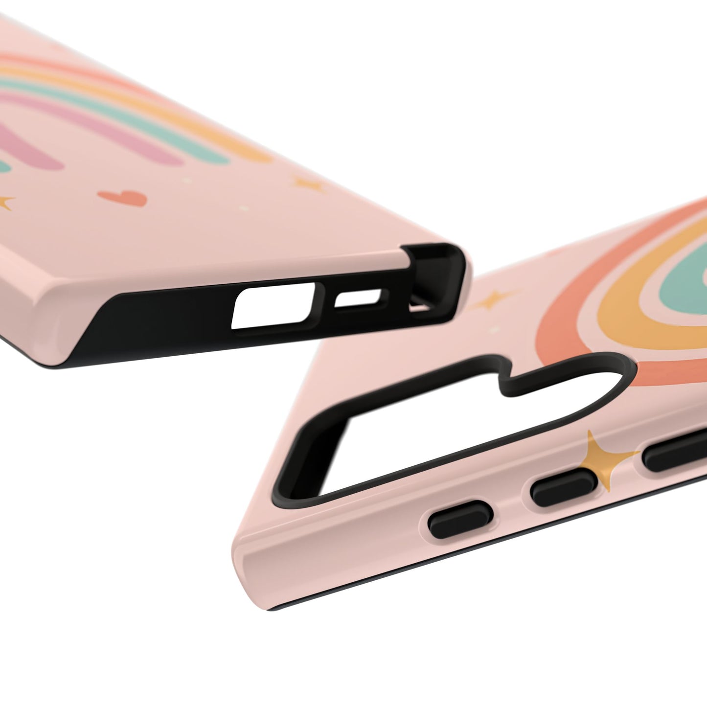 Pastel Rainbow Heart Phone Case – Cute Boho Aesthetic in Soft Pink