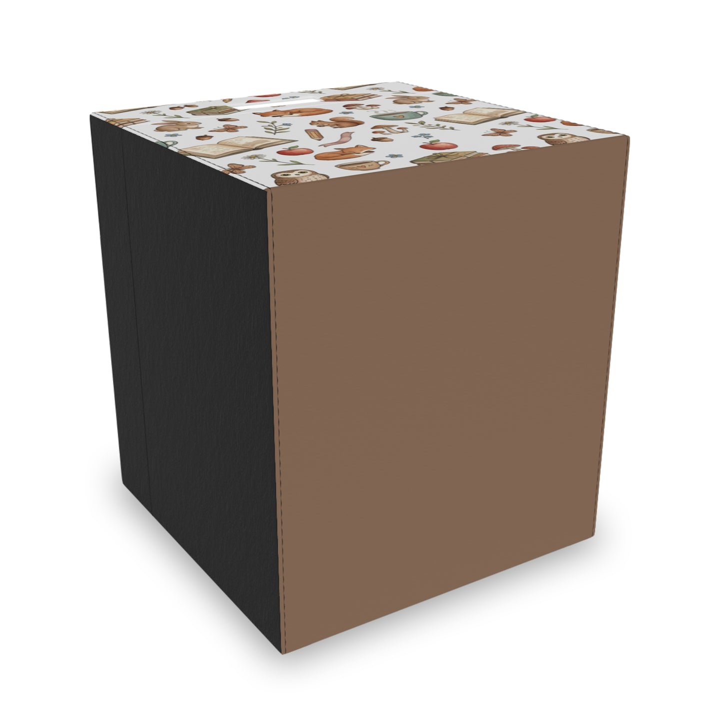 Felt Storage Box — Cozy Woodland Book & Tea Pattern Organizer