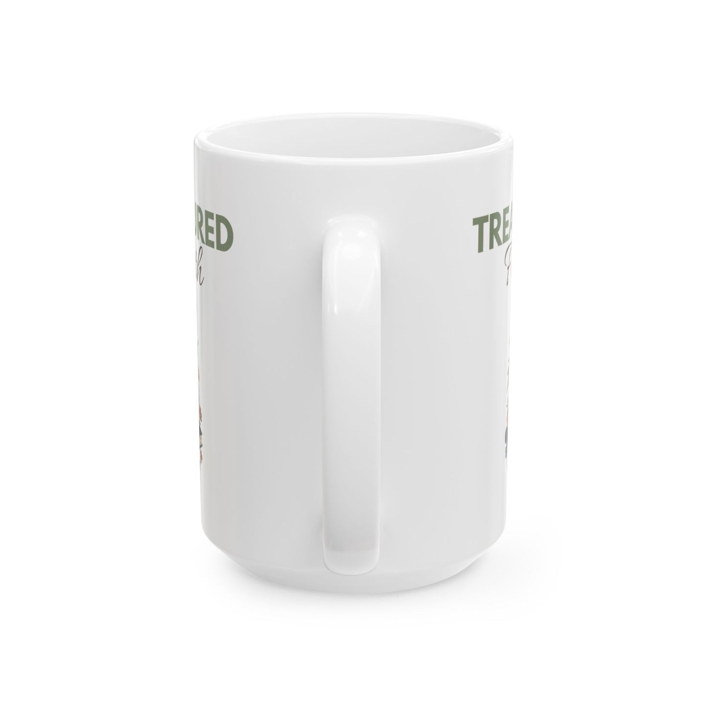Treasured Faith Ceramic Coffee Mug – Christian Bible Lover Gift – Floral Coffee Cup – Inspirational Religious Mug – 11oz & 15oz