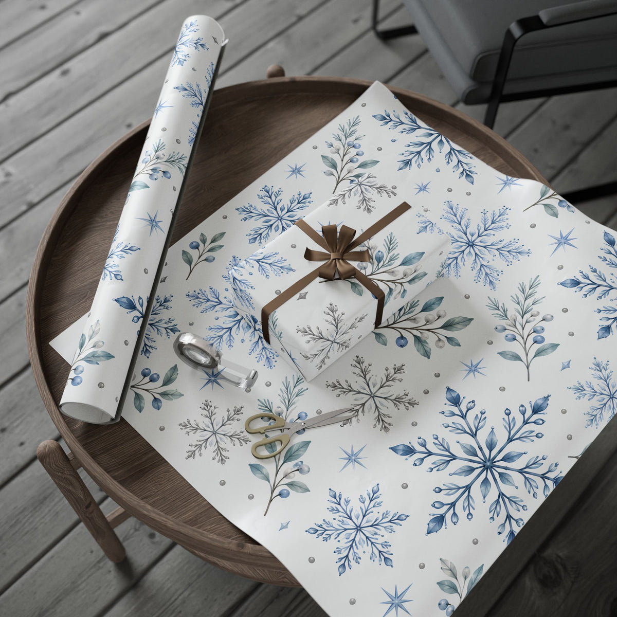 Blue Snowflake Wrapping Paper