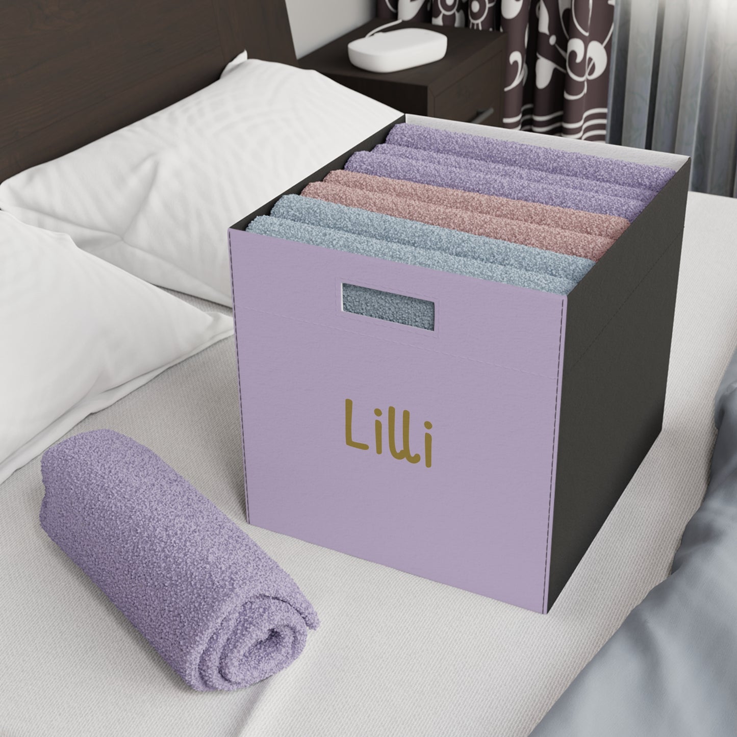 Personalized Felt Storage Box — Custom Name Nursery & Kids Room Organizer