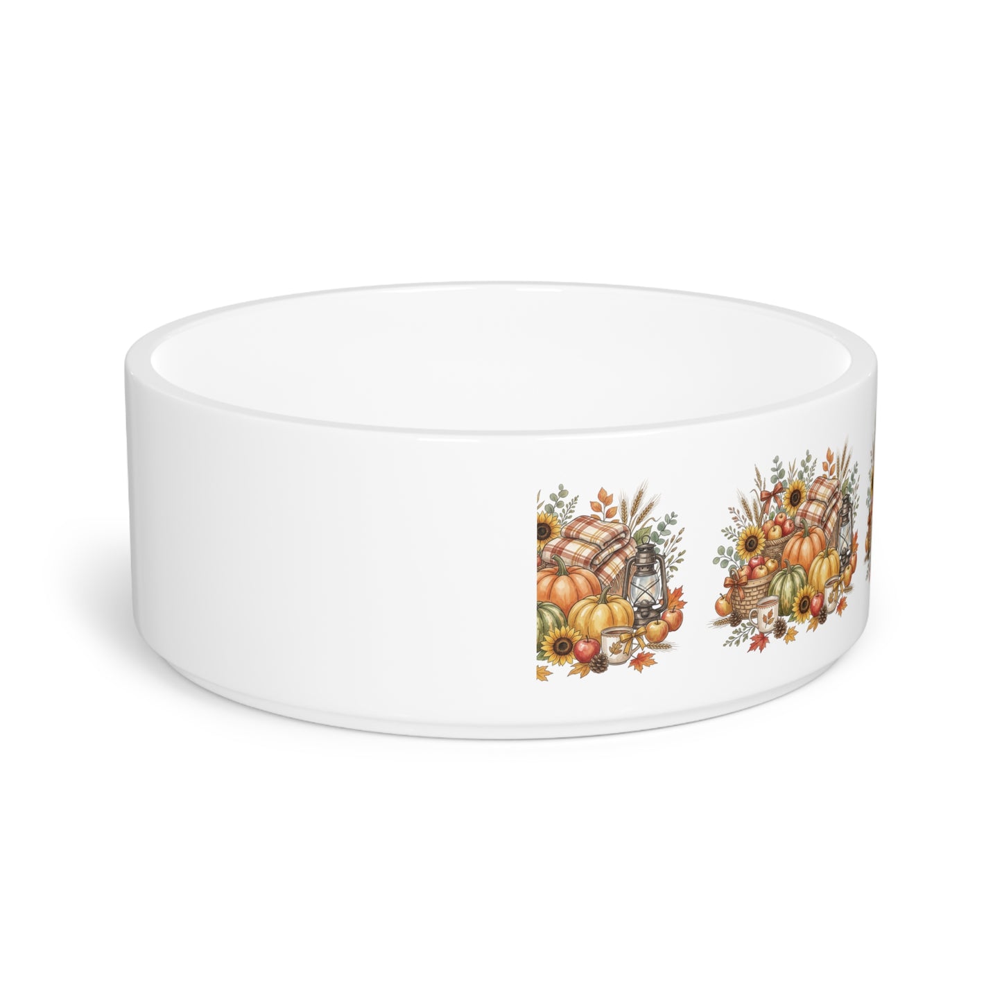 Autumn Harvest Pet Bowl — Thanksgiving Pumpkin & Sunflower Dog  Bowl