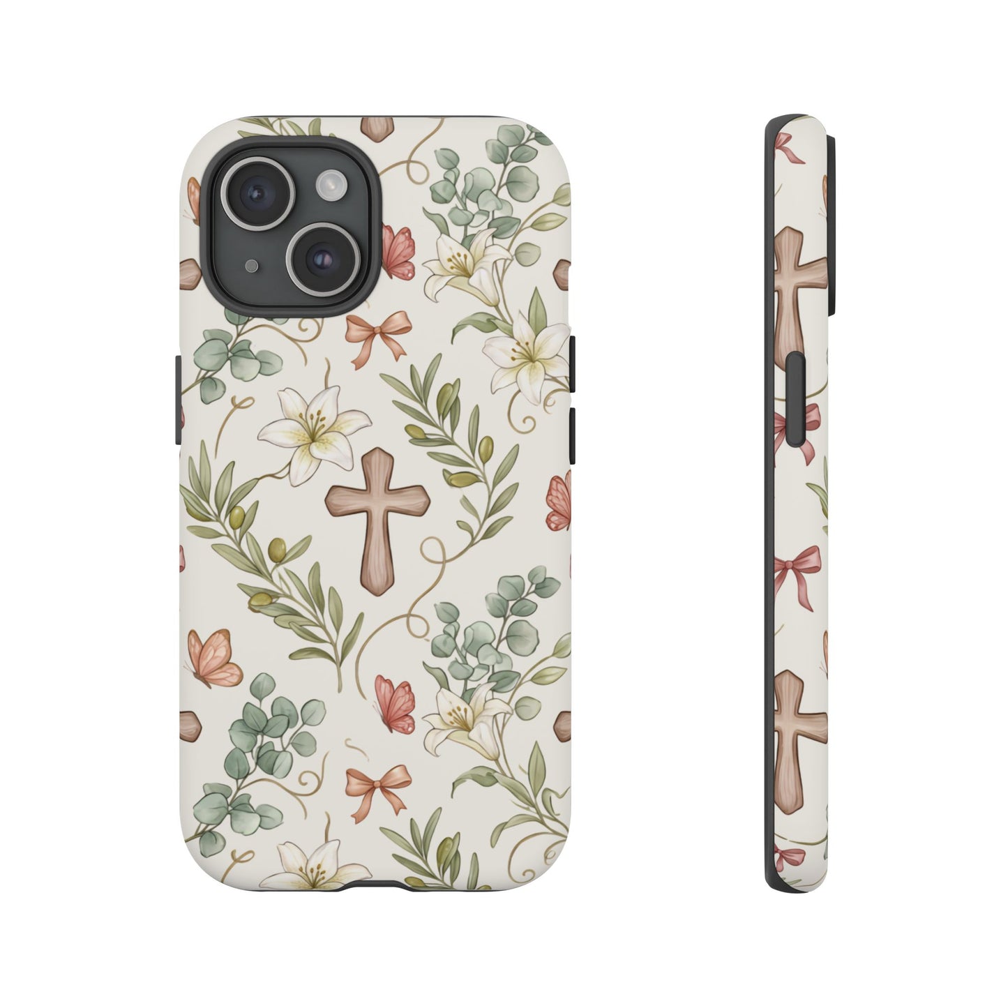 Floral Cross Tough Phone Case – Faith-Inspired Protective iPhone Cover