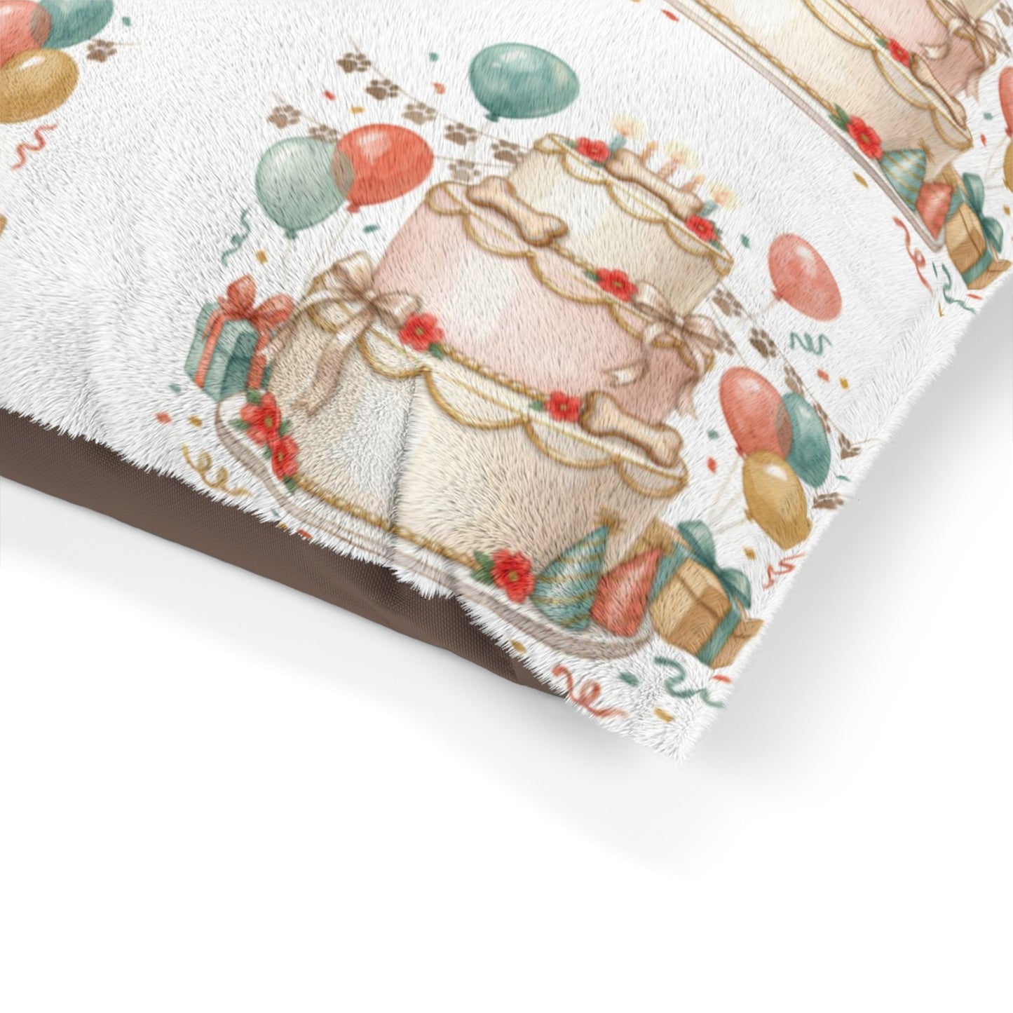Birthday Cake Pet Bed - Festive Balloon Dog Bed Cushion