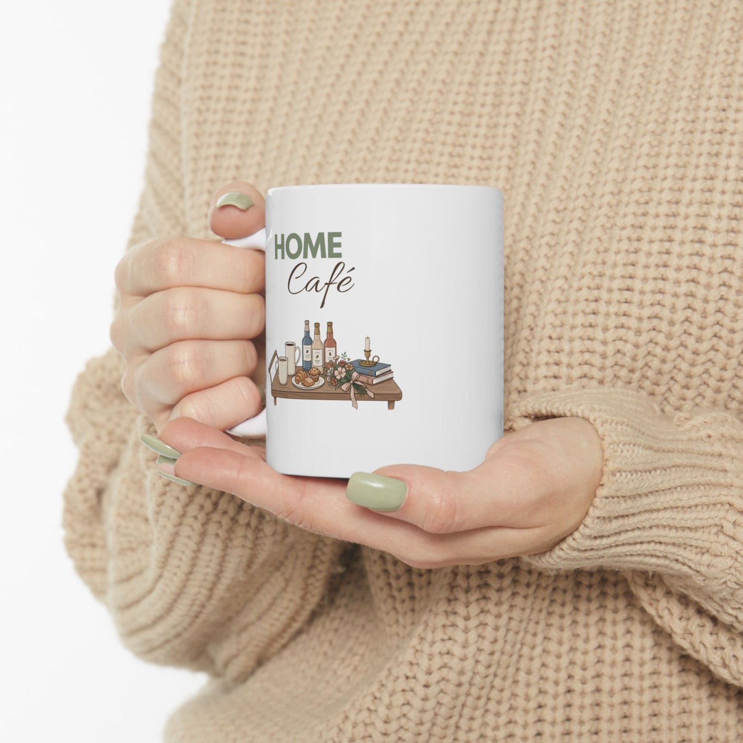 Home Café Ceramic Coffee Mug – Cozy Coffee Bar Mug – Coffee Lover Gift – Kitchen Coffee Cup – 11oz & 15oz