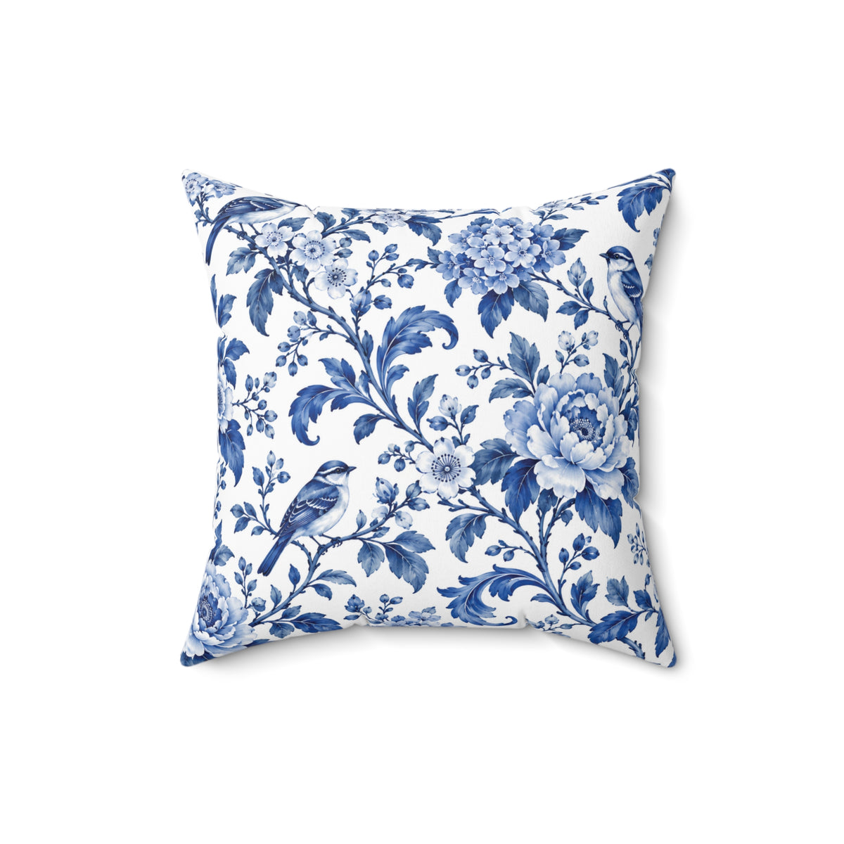 Blue Floral Toile Decorative Pillow