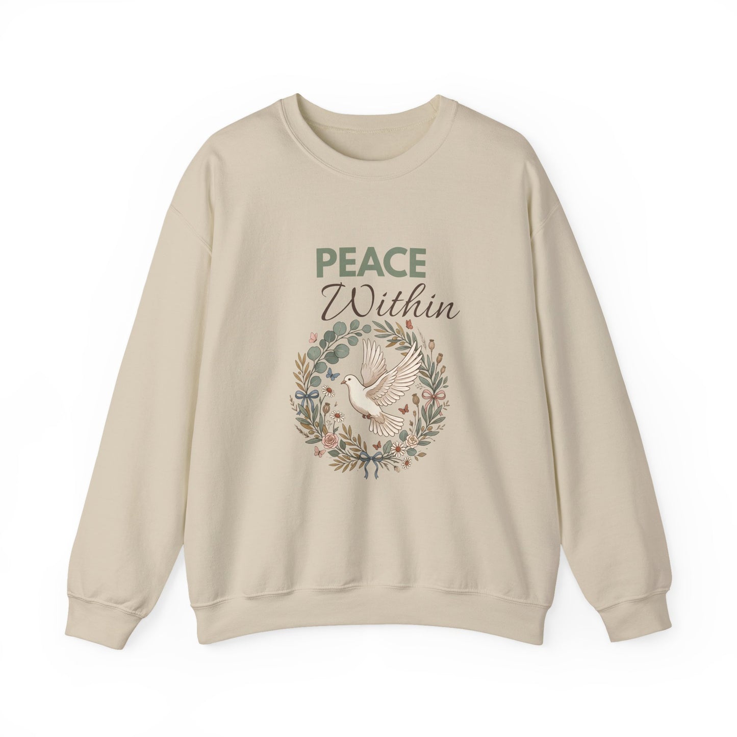 Peace Within Sweatshirt — Dove & Floral Comfort Crewneck