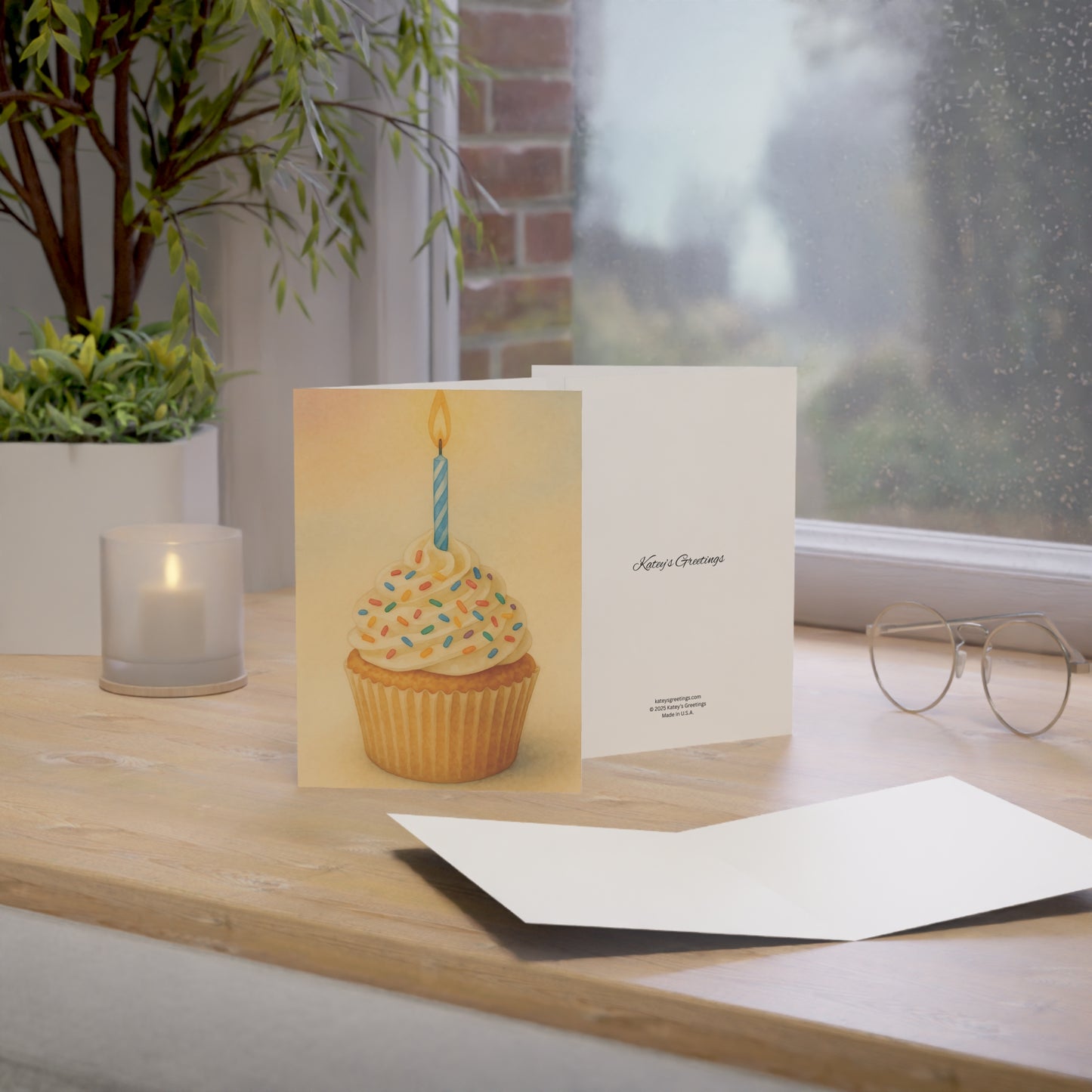 Cupcake Celebration Birthday Greeting Card – Premium 270gsm Paper, Includes Envelope