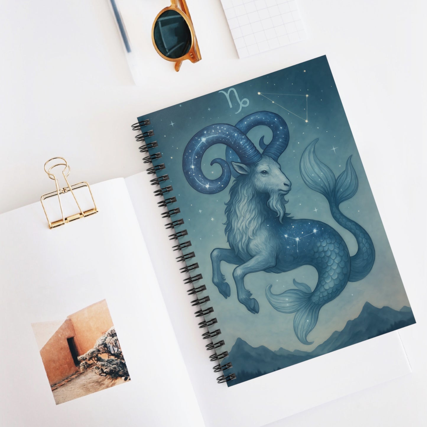 Capricorn Zodiac Galaxy Spiral Notebook – Celestial Sea Goat Astrology Journal (6" x 8", 118 Pages)