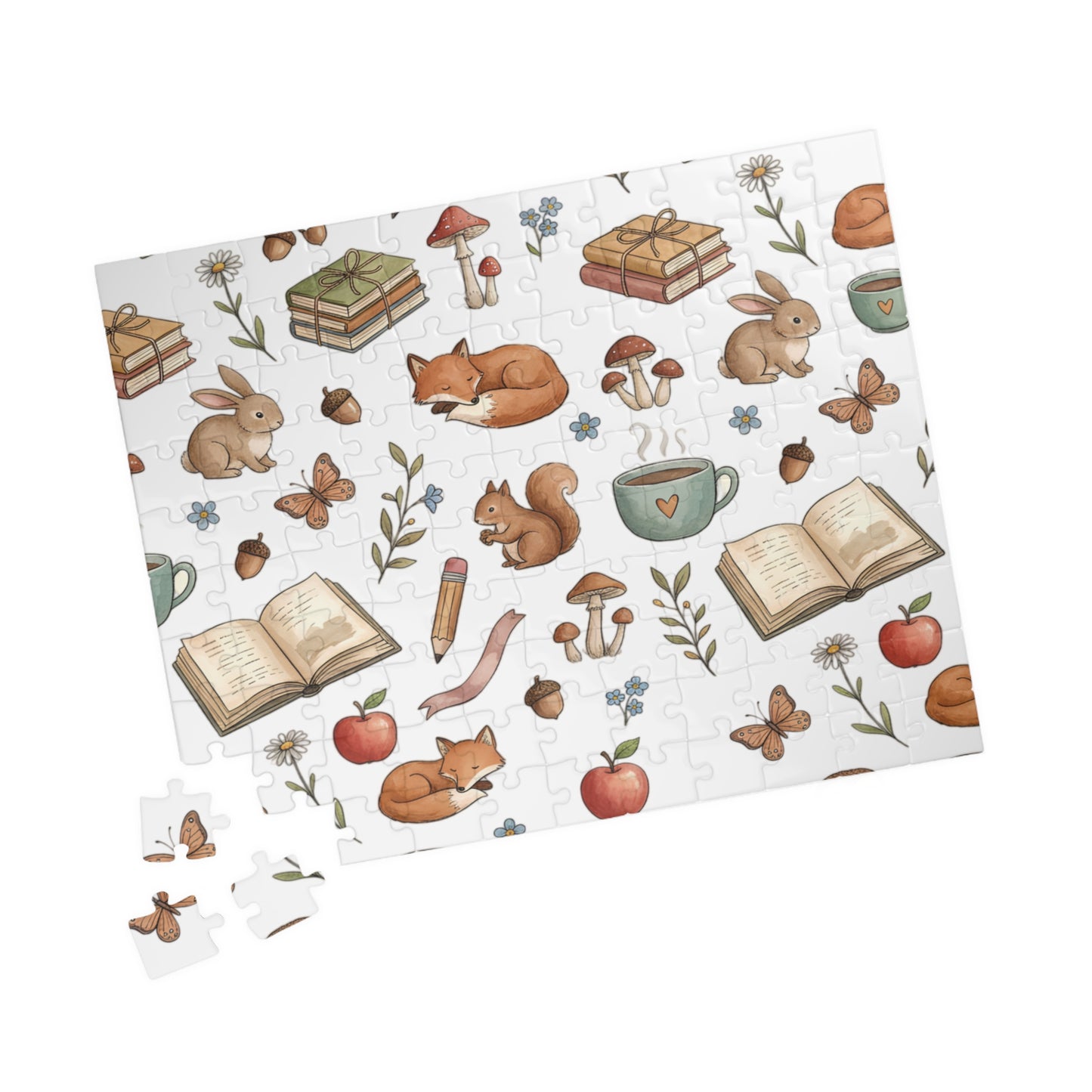 Cozy Woodland Reading Puzzle — Cute Fox, Bunny & Squirrel 110–252 pcs