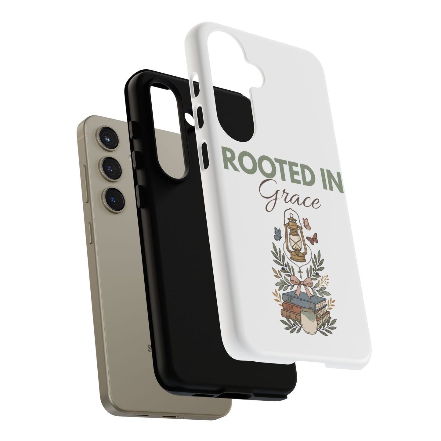 Rooted in Grace Phone Case — Floral Lantern Christian Protective Cover