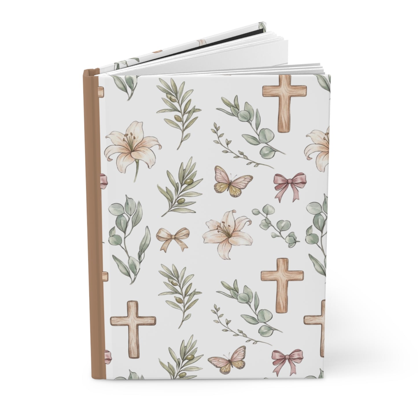 Floral Cross Hardcover Journal — Christian Prayer & Devotional Notebook