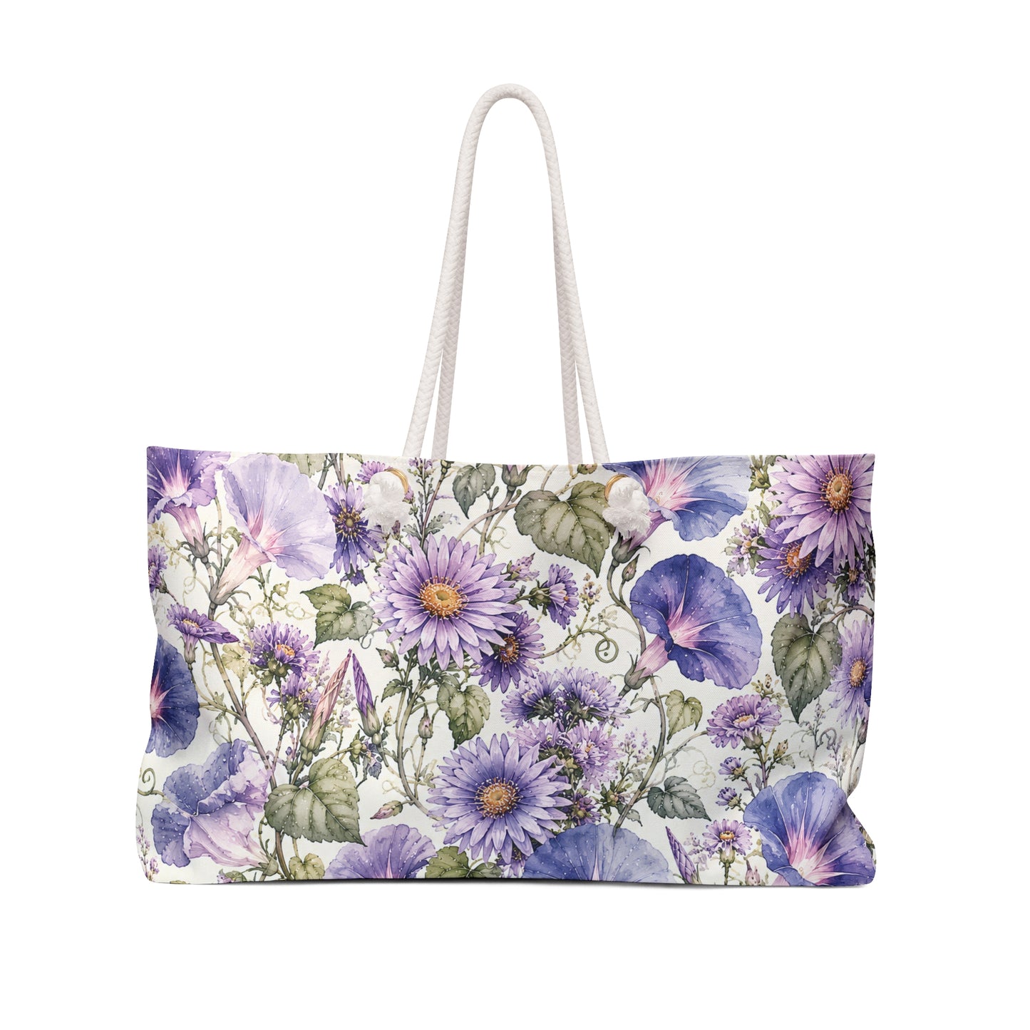 Purple Floral Weekender Bag – Botanical Travel Tote for Weekend Getaways