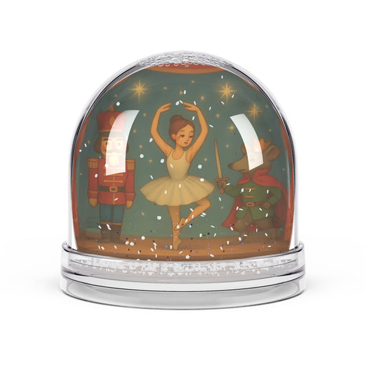 Holiday Ballet Scene Snow Globe – Ballerina and Winter Theater Display with Two-Sided Print