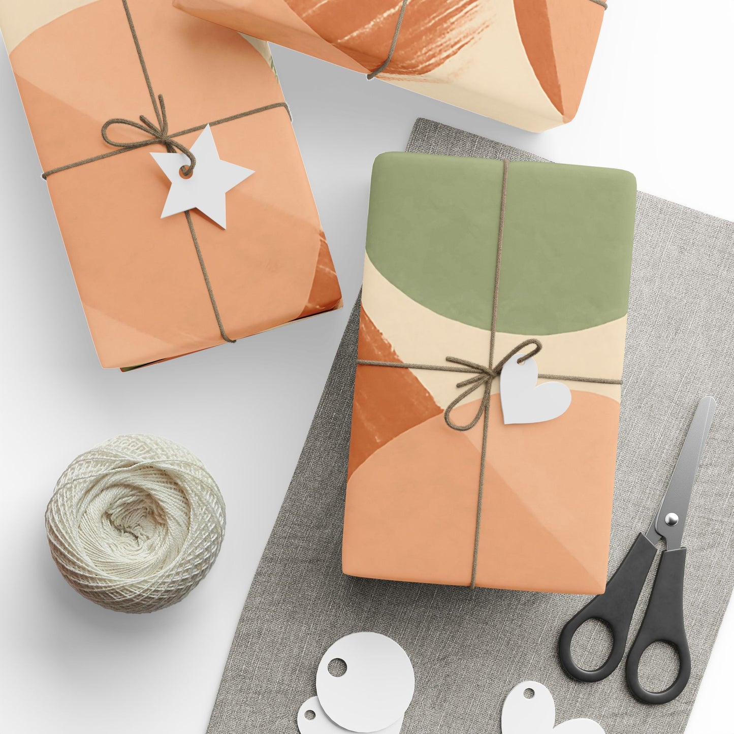 Modern Abstract Earth Tone Wrapping Paper – Terracotta, Sage & Peach Circles