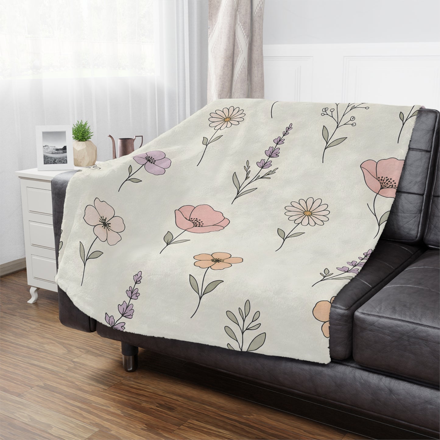 Floral Meadow Minky Blanket – Soft Pastel Wildflower Throw
