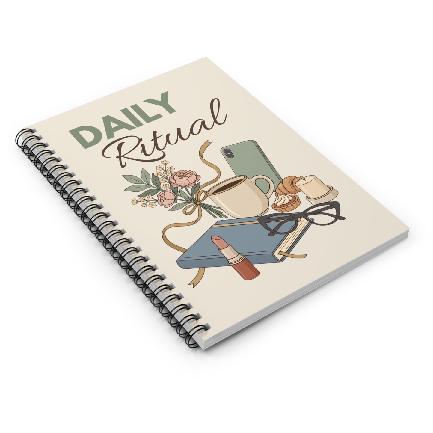Daily Ritual Spiral Notebook — Cozy Morning Journal for Coffee, Self-Care & Planning