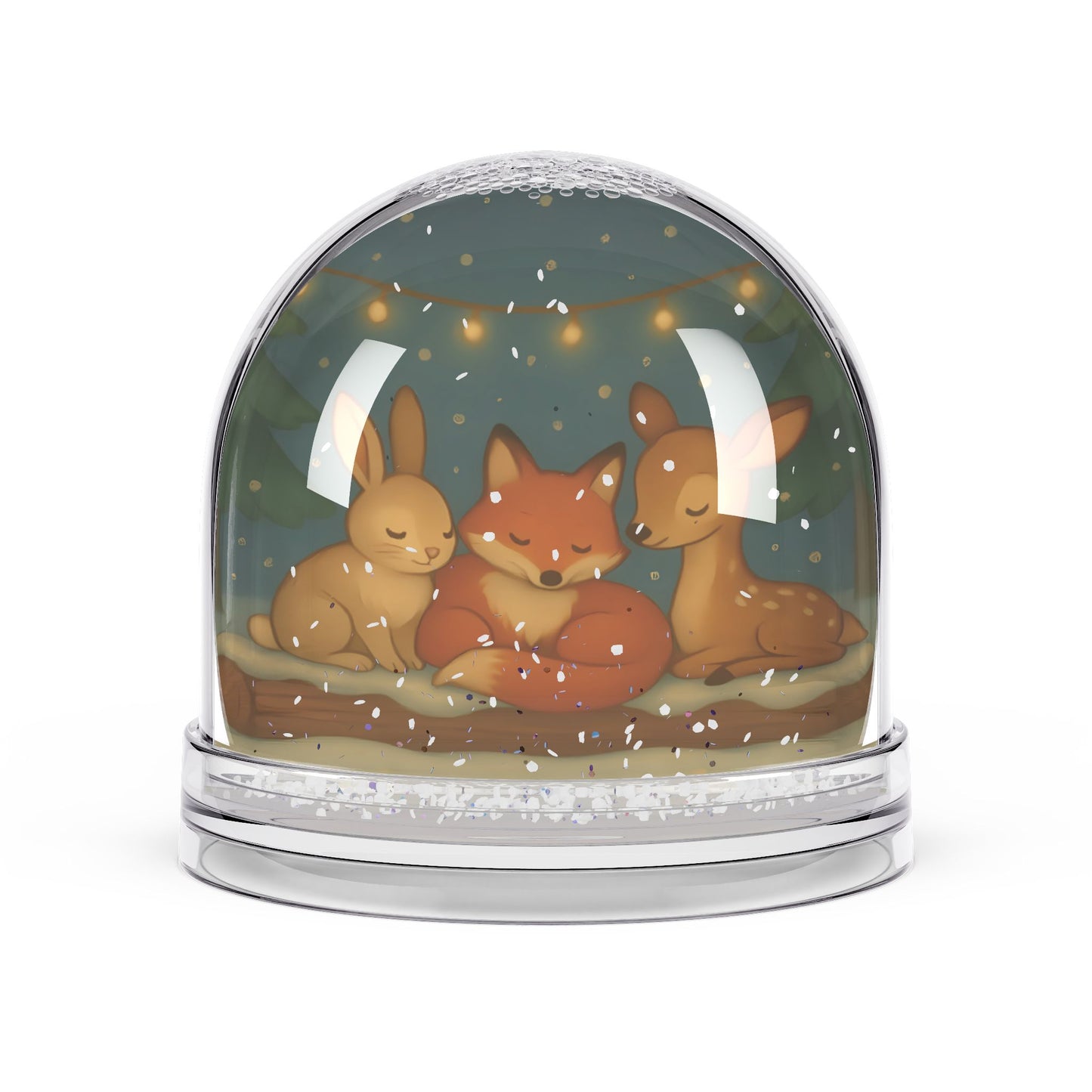 Woodland Friends Snow Globe – Cozy Forest Animal Scene with Two-Sided Print