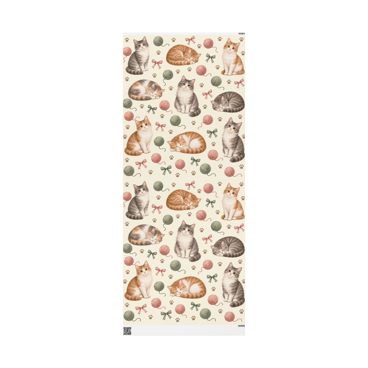 Cat & Yarn Pattern Wrapping Paper Roll — Cute Kitty Gift Wrap for Pet Lovers
