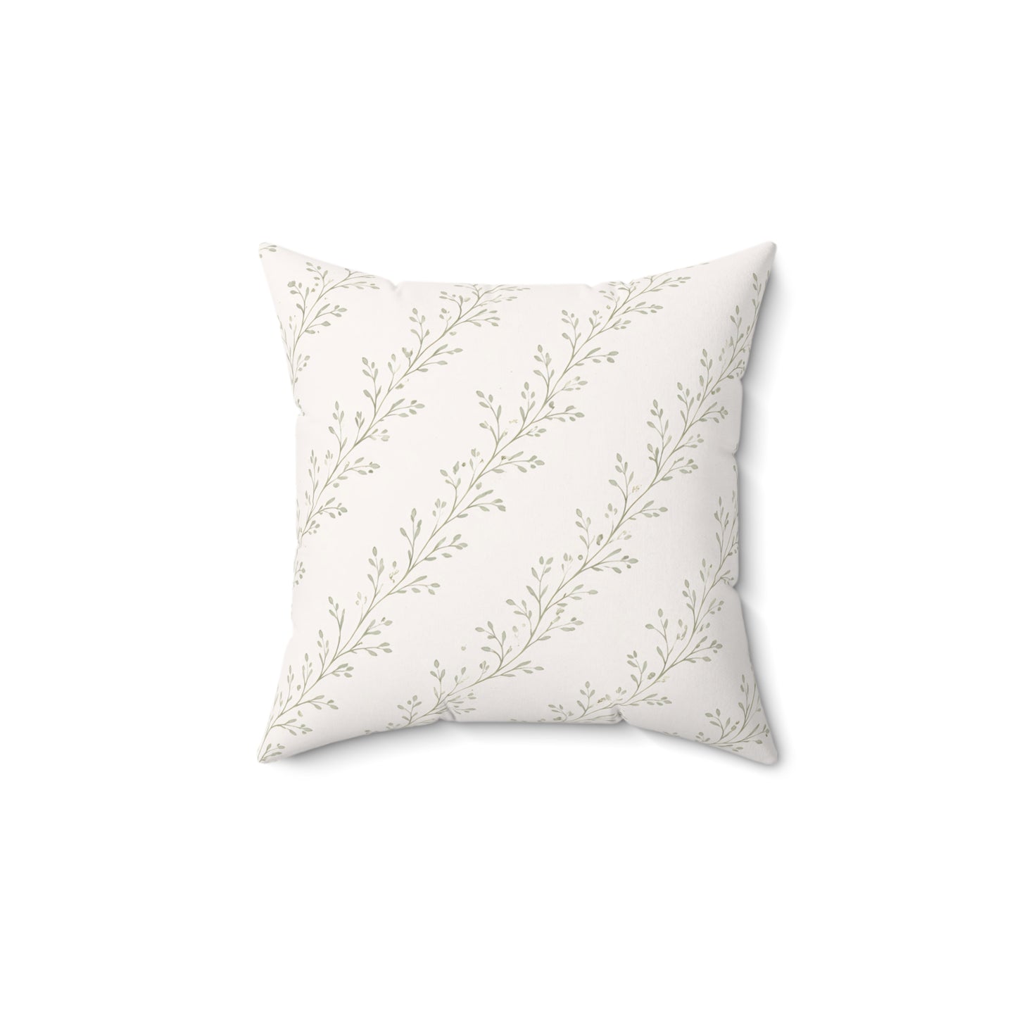 Botanical Vine Pattern Square Pillow — Neutral Minimalist Throw Cushion