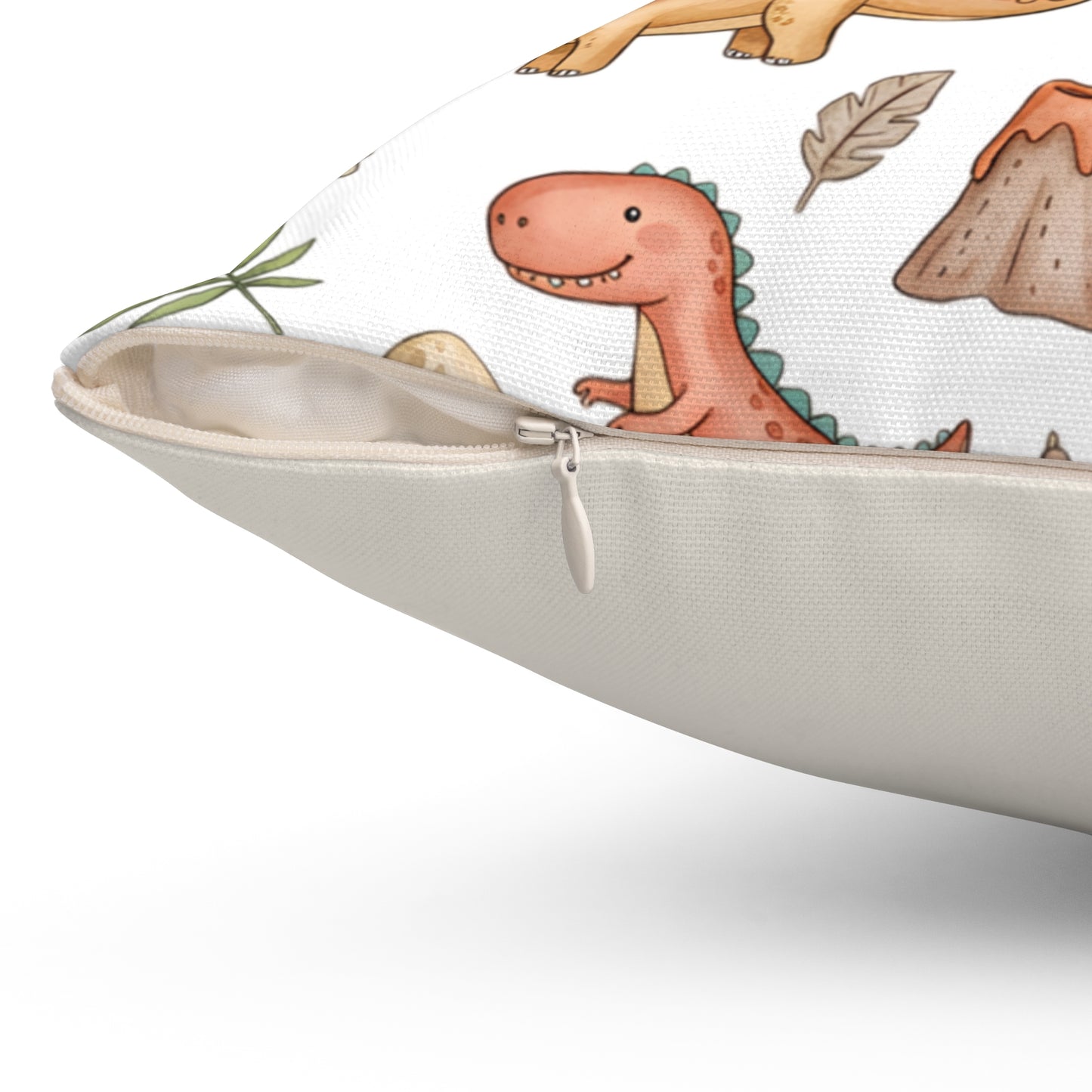Dinosaur Pattern Spun Polyester Pillow — Cute Nursery Dino Throw Pillow