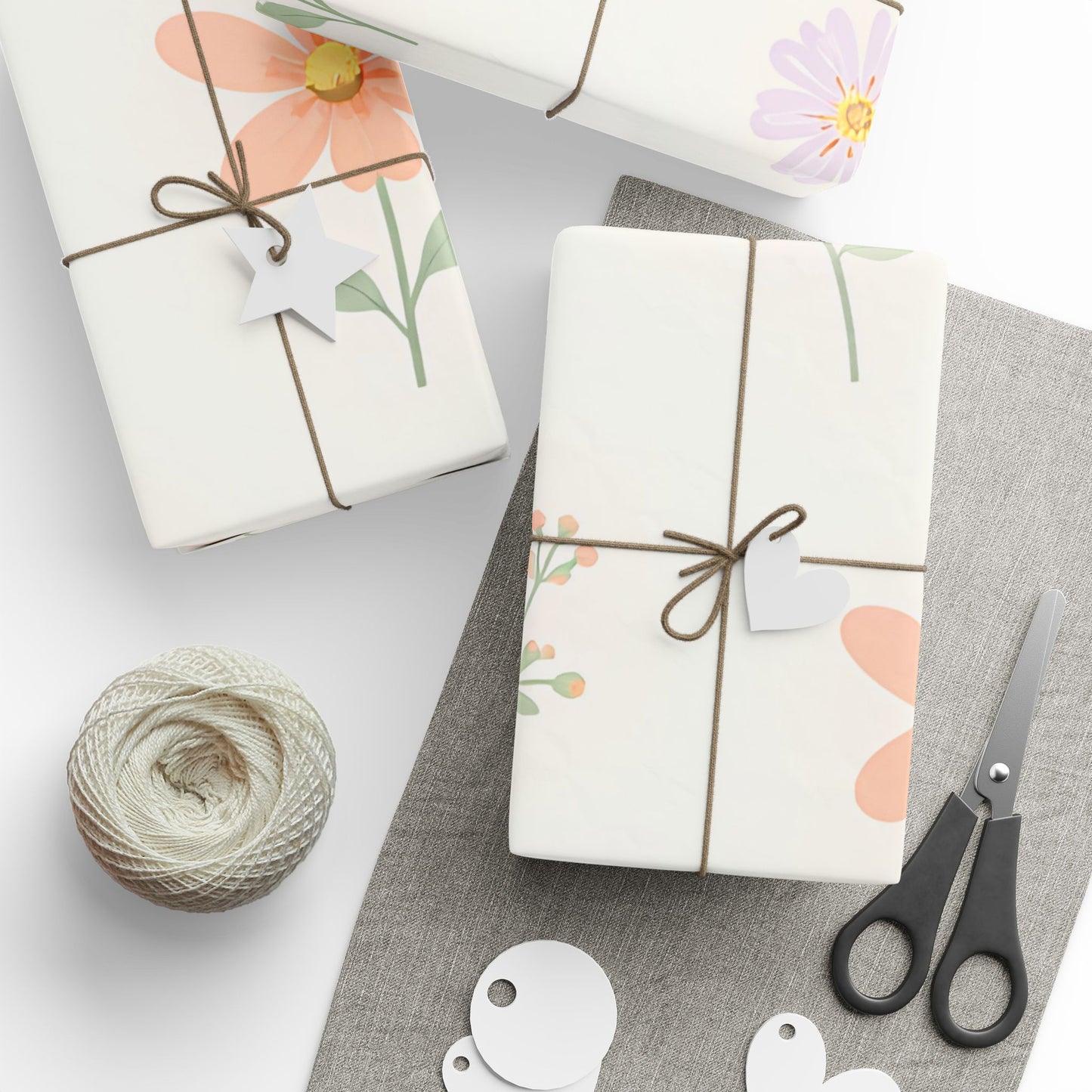 Floral Autumn Leaves Wrapping Paper Roll — Delicate Fall Gift Wrap