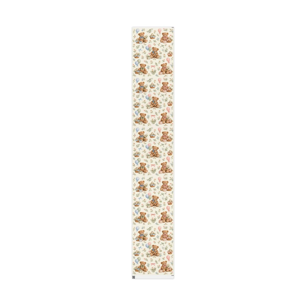 Teddy Bear Floral Wrapping Paper Roll — Vintage Baby Shower & Newborn Gift Wrap
