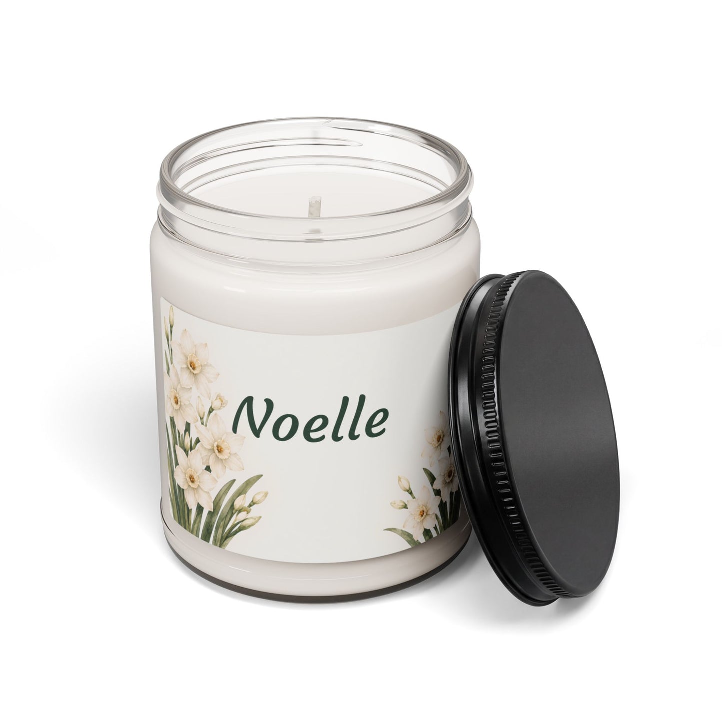 Personalized Floral Soy Candle — 'Noelle' Scented 9oz Jar