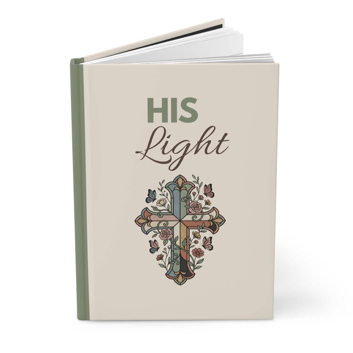 His Light Hardcover Journal — Floral Cross Christian Faith Notebook