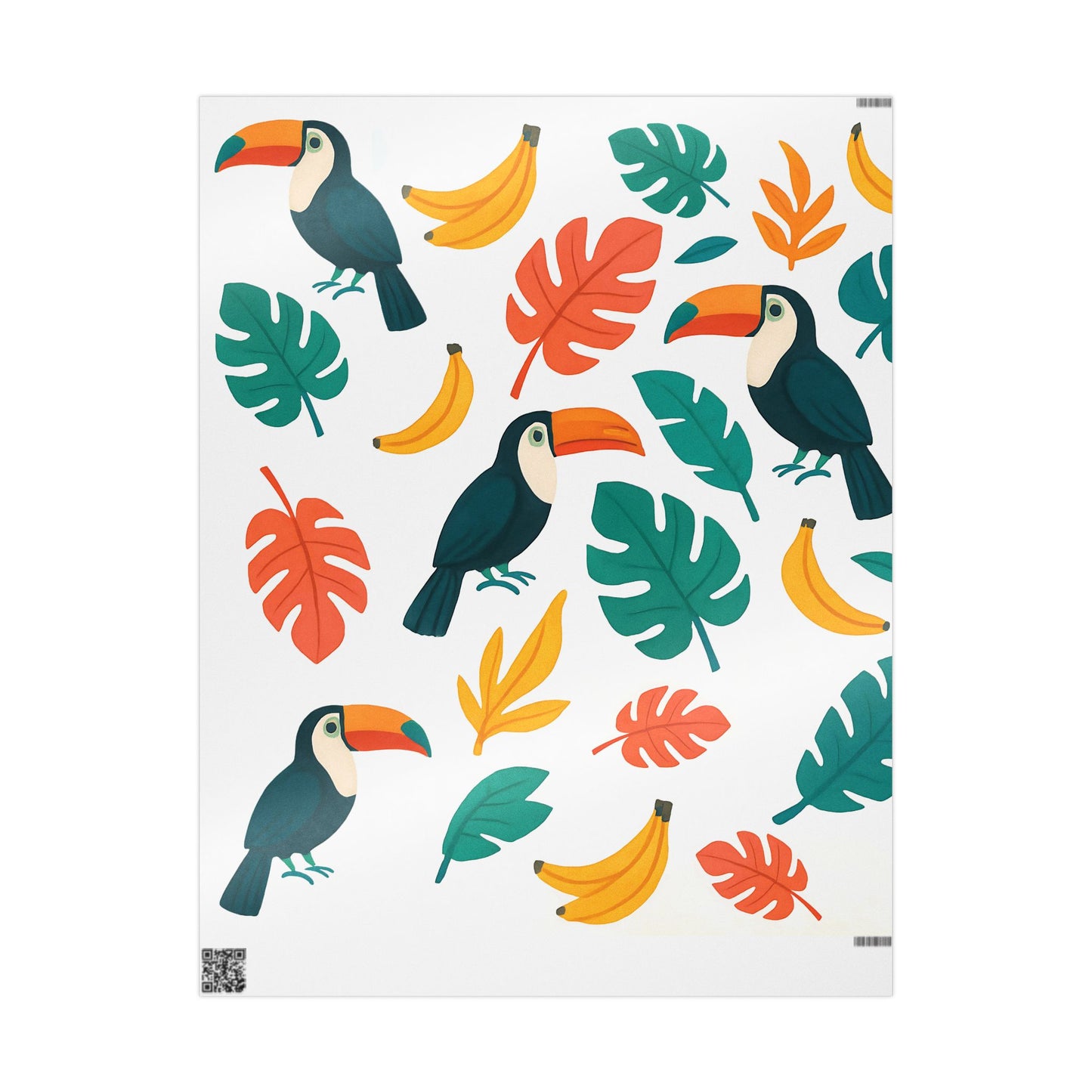Tropical Toucan and Banana Wrapping Paper – Vibrant Jungle Leaf Gift Wrap