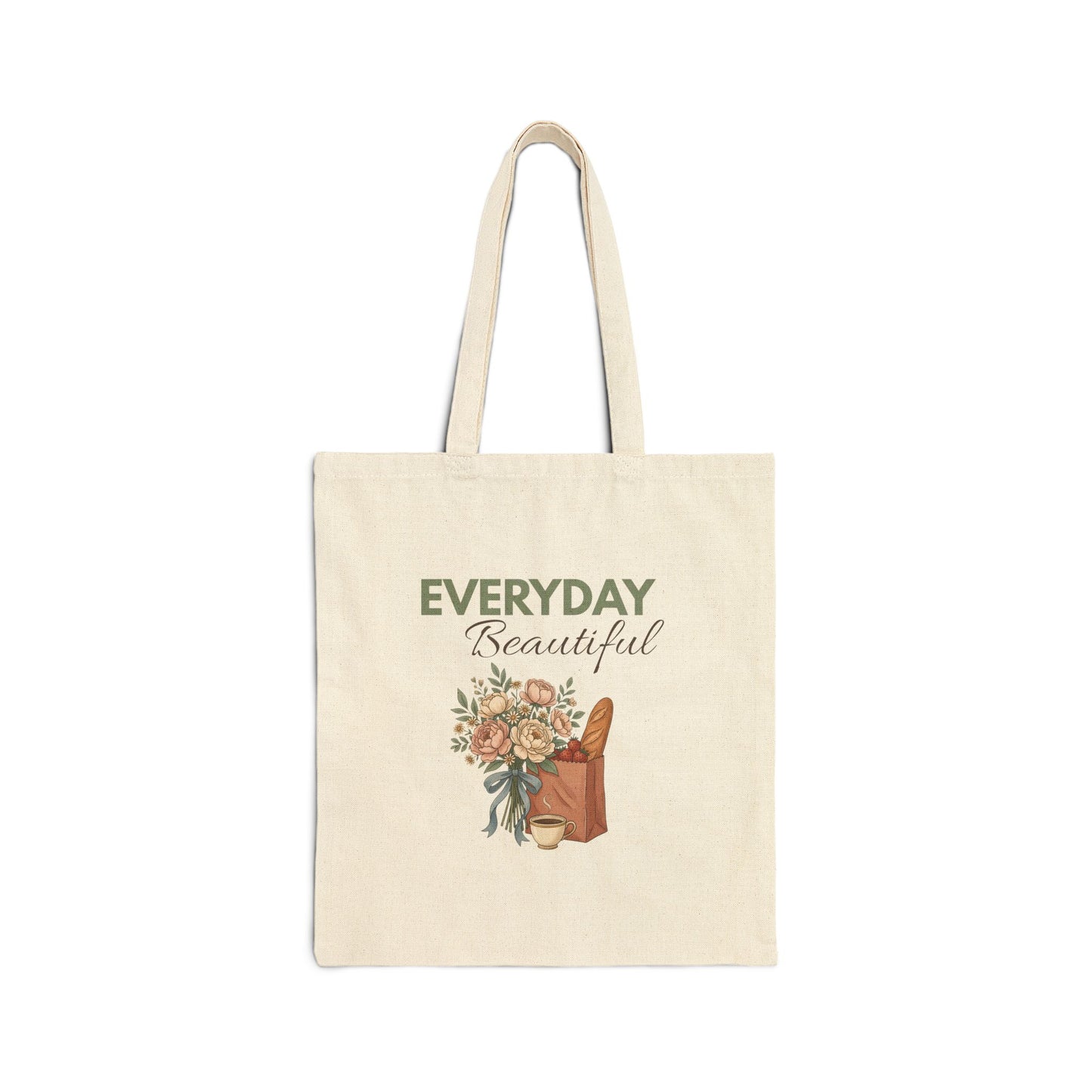 Everyday Beautiful Canvas Tote Bag — Floral Bouquet & Chair Eco Shopper