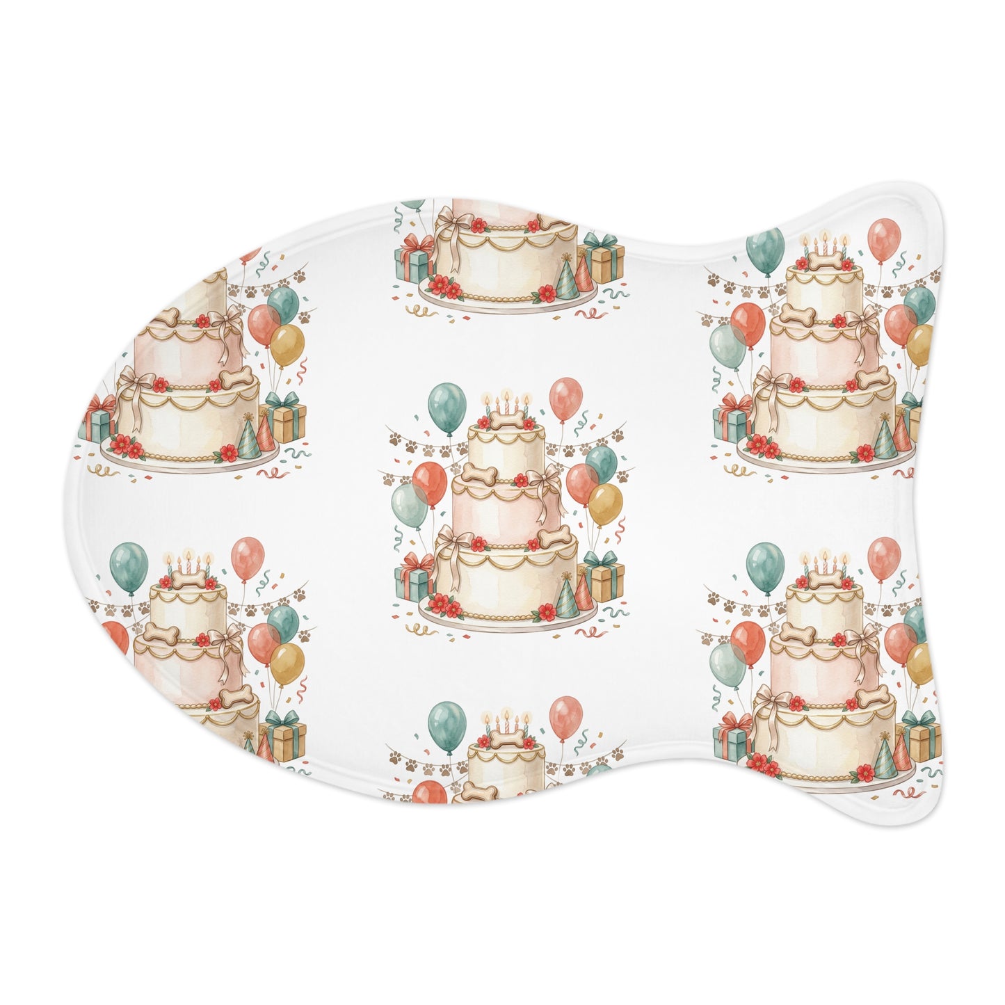 Birthday Cake Pet Feeding Mat — Festive Non-Slip Placemat for Dogs
