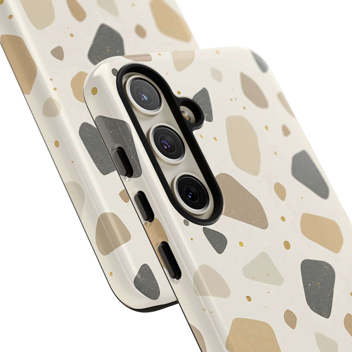 Neutral Terrazzo Pattern iPhone Case – Earthy Stone-Inspired Protective Cover