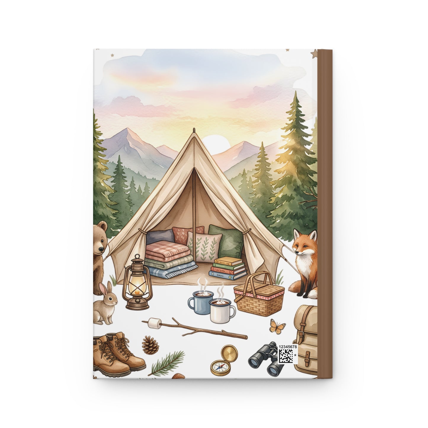 Camping Cozy Hardcover Journal — Wilderness Tent Scene Notebook