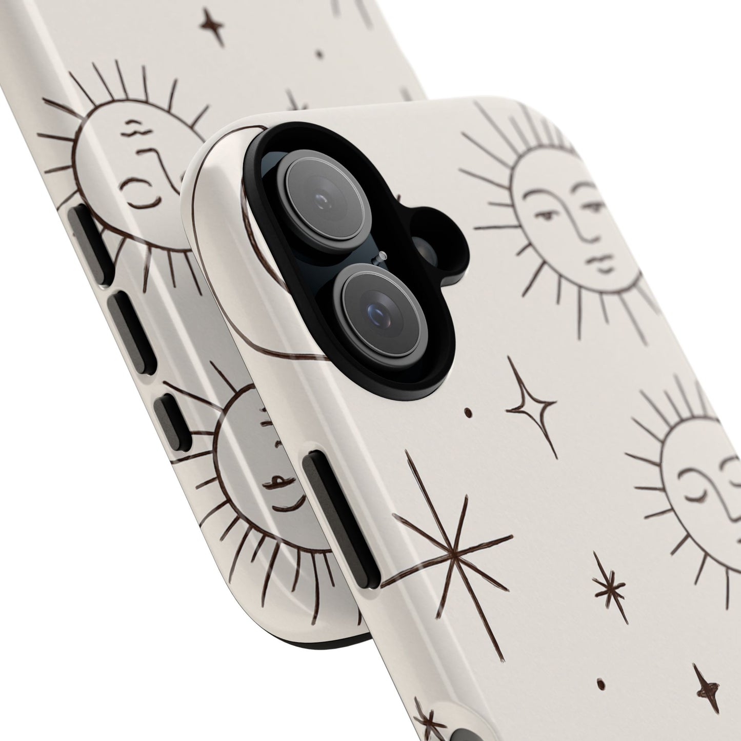 Celestial Moon & Sun Line Art iPhone Case – Minimalist Boho Cosmic Design