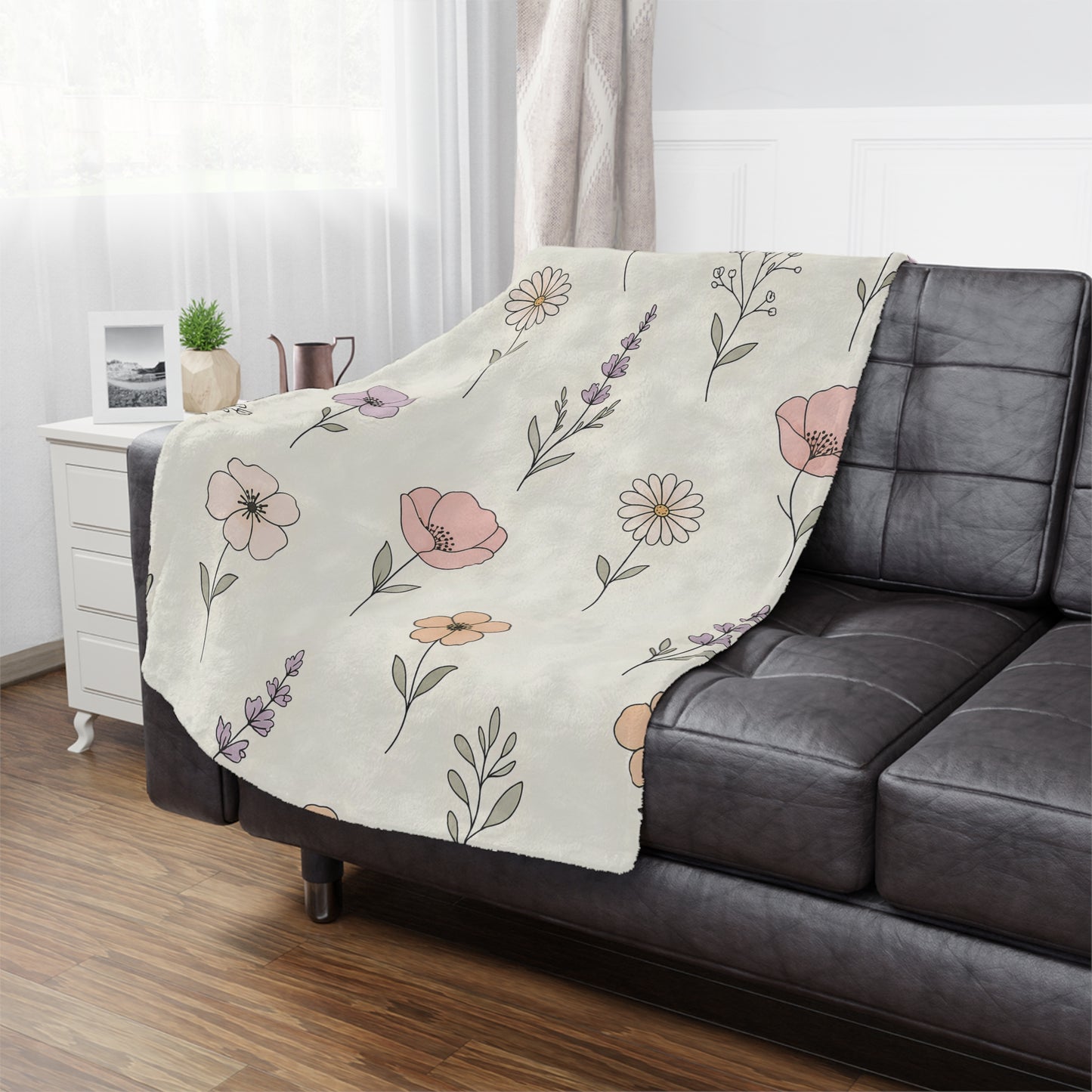 Floral Meadow Minky Blanket – Soft Pastel Wildflower Throw