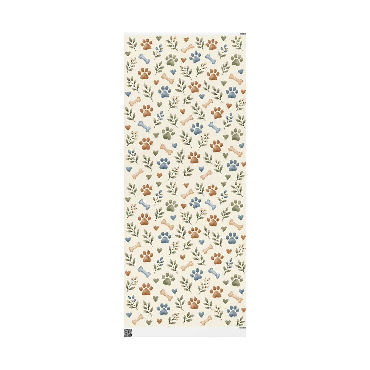 Paw Print Floral Wrapping Paper Roll — Cottage Garden Blooms