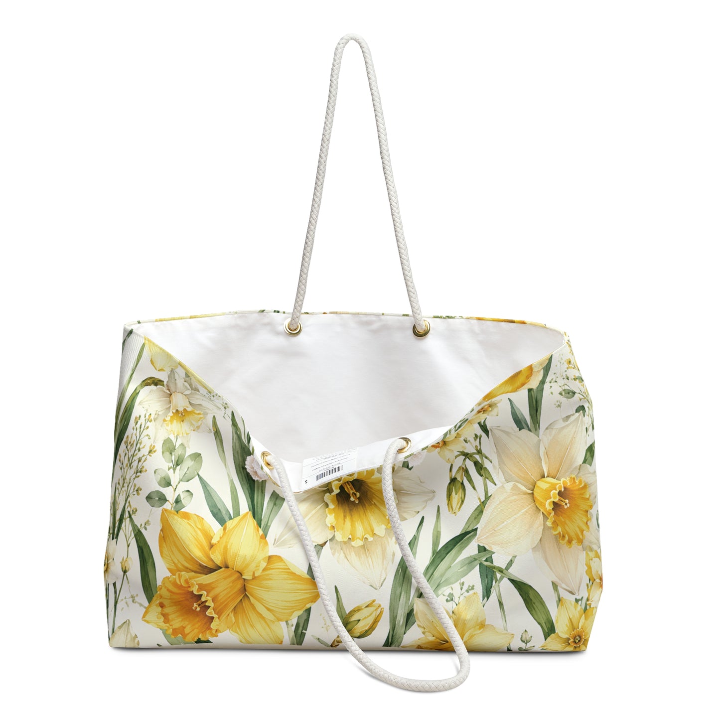 Daffodil Floral Weekender Bag — Yellow Spring Flower Travel Tote