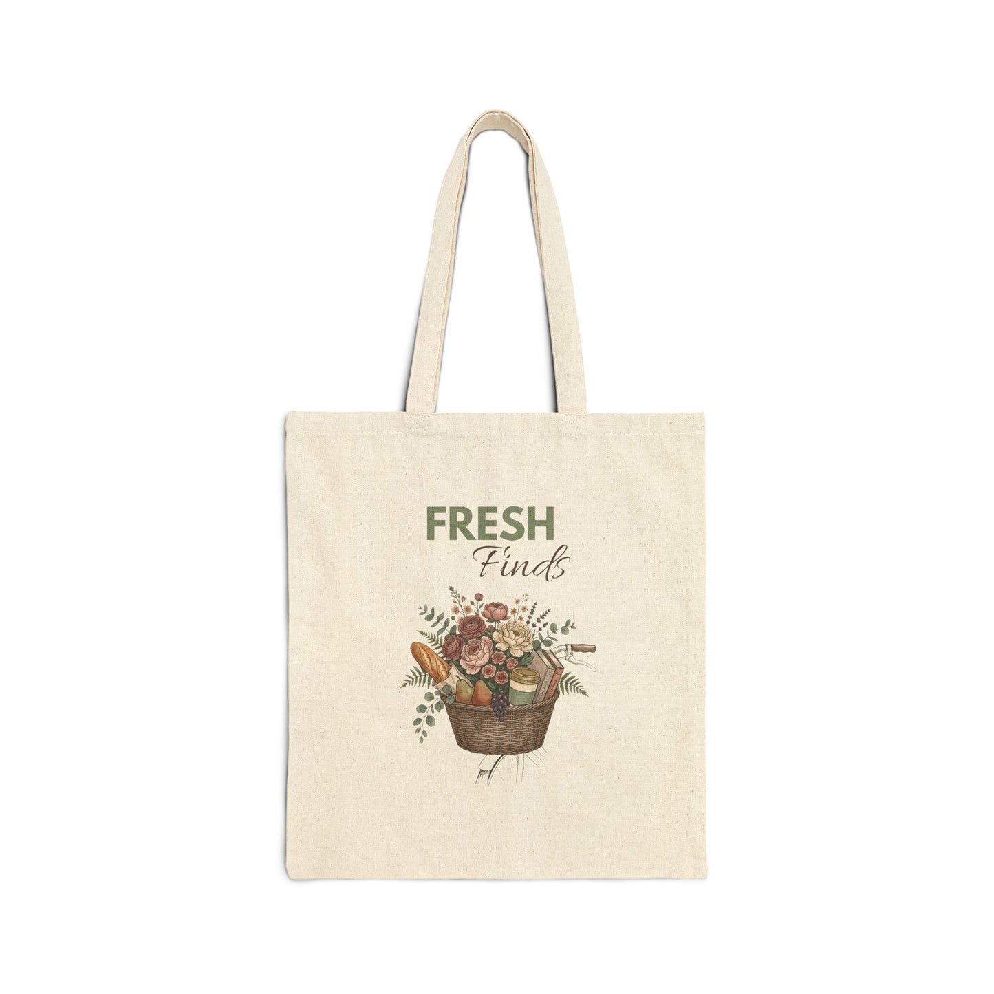 Fresh Finds Canvas Tote Bag — Farmer's Market Basket Grocery Shopper
