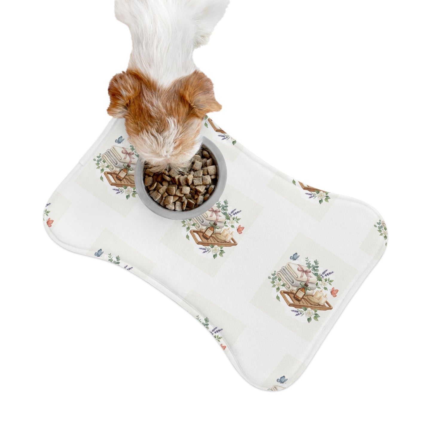 Spa Floral Pet Feeding Mat — Non-Slip Dog & Cat Bowl Placemat