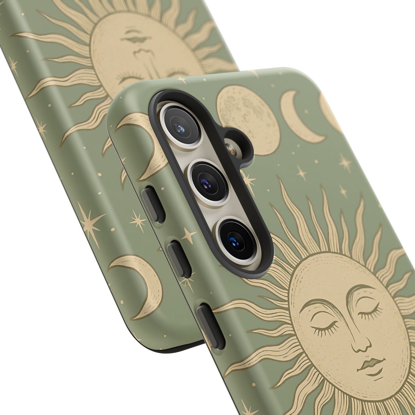 Boho Sun and Moon Phone Case – Protective Aesthetic Case with Wireless Charging Compatibility