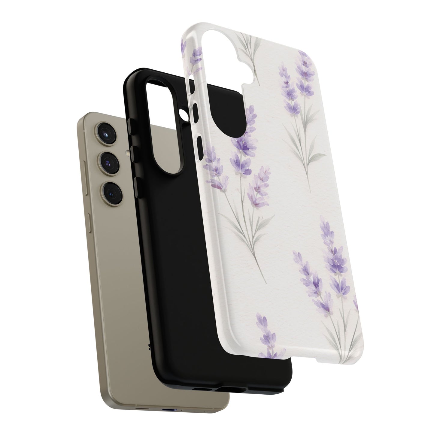 Lavender Floral Phone Case — Protective Tough Case with Purple Botanical Print