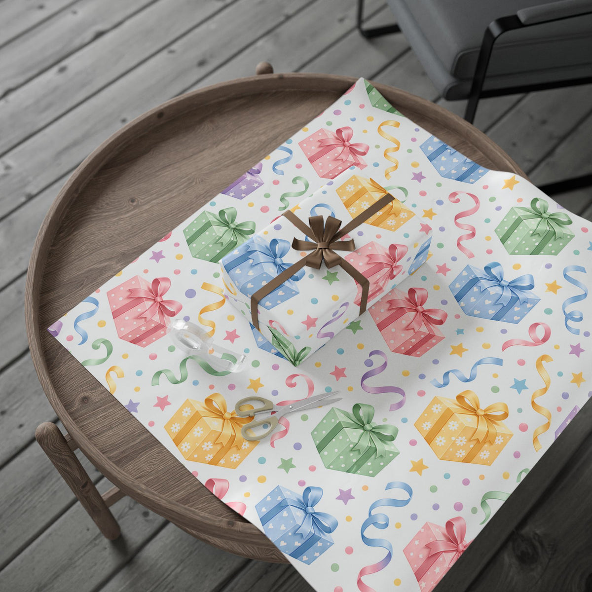 Birthday Confetti Gift Wrap — Colorful Party Wrapping Paper Roll