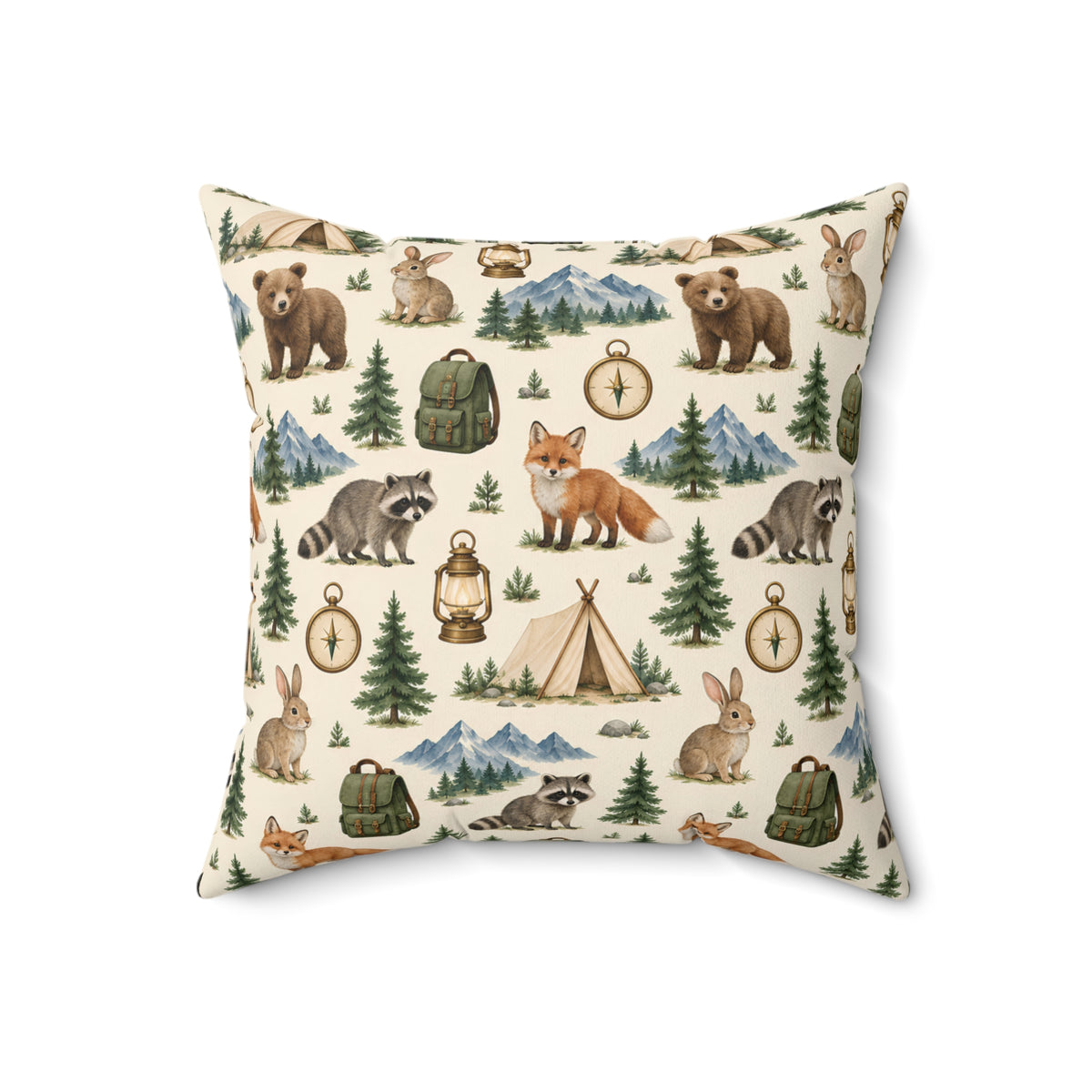 Camping Adventure Outdoor Wilderness Square Pillow
