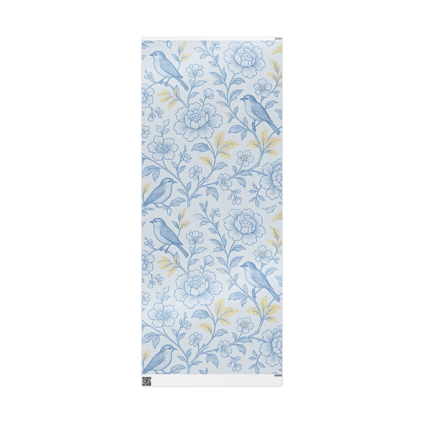 Blue Bird & Floral Wrapping Paper – Elegant Nature-Inspired Gift Wrap in Glossy or Matte Finish