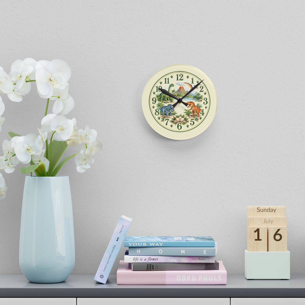 Dinosaur Nature Scene Acrylic Wall Clock